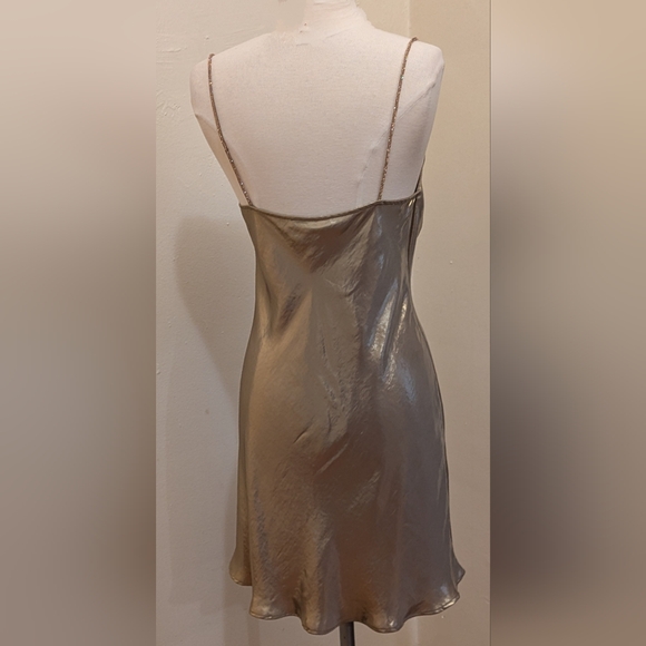 COPY - ZARA METALLIC MINI DRESS WITH RHINESTONE STRAPS - Size XS - Picture 7 of 11